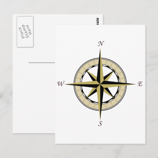 Compass Roos Art Briefkaart (Voorkant / Achterkant)