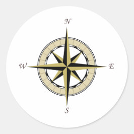 Compass Roos Art Ronde Sticker