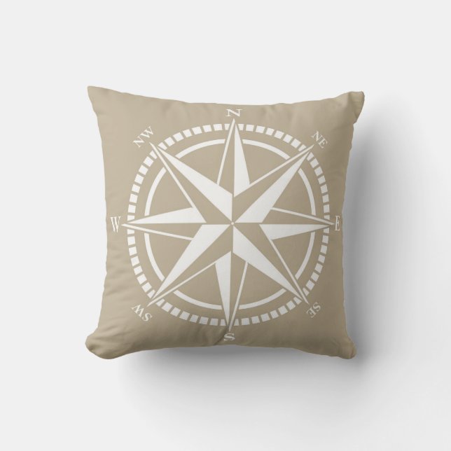 Compass Roos beige Nautical Kussen (Voorkant)