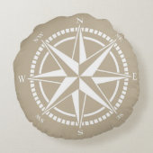 Compass Roos beige Nautical Rond Kussen (Achterkant)