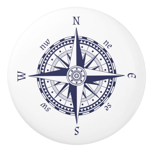 Compass Roos Blue Keramische Knop (Voorkant)