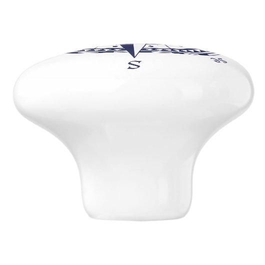 Compass Roos Blue Keramische Knop (Zijkant)