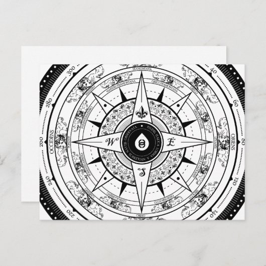 Compass Roos - Briefkaart (wit) (Voorkant / Achterkant)