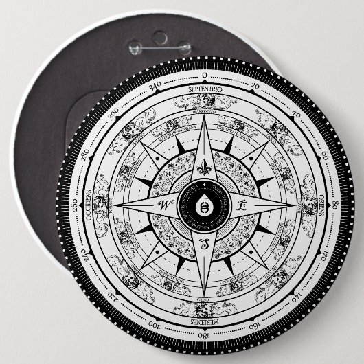 Compass Roos - Button (wit) (Voorkant /achterkant)