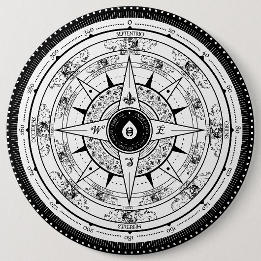Compass Roos - Button (wit) (Voorkant)