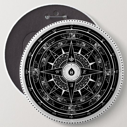 Compass-Roos - Button (zwart) (Voorkant /achterkant)