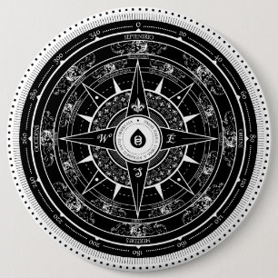 Compass-Roos - Button (zwart)