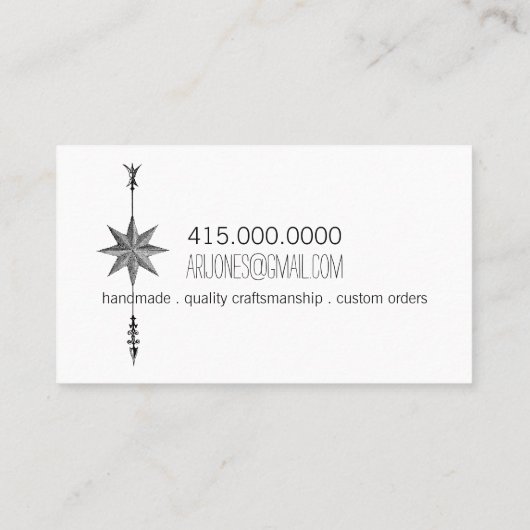 Compass Roos en Arrow Craftsperson Visitekaartje (Achterkant)