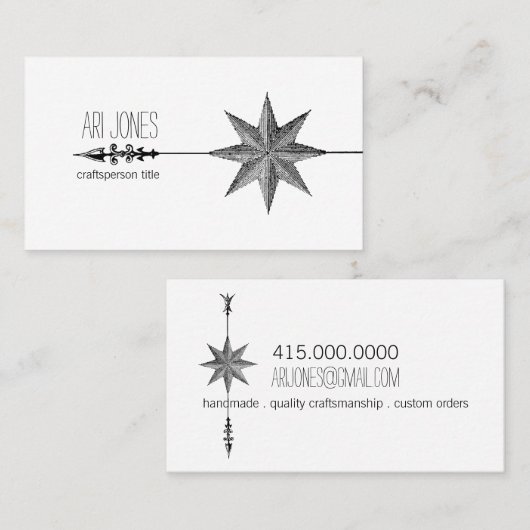 Compass Roos en Arrow Craftsperson Visitekaartje (Voorkant / Achterkant)