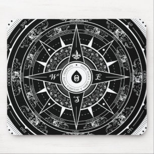 Compass Roos - Mousepad (zwart) Muismat