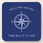 Compass Roos Nautical Boat Name Welcome Aboard Bier Onderzetter (Voorkant)