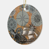 Compass Roos  Nautical Octopus Keramisch Ornament (Links)