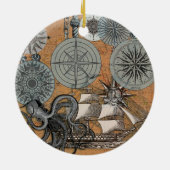 Compass Roos  Nautical Octopus Keramisch Ornament (Achterkant)