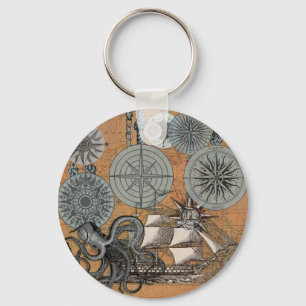 Compass Roos  Nautical Octopus Sleutelhanger