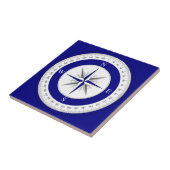 Compass Roos Navy Donkerblauw en Wit Nautisch Tegeltje (Zijkant)