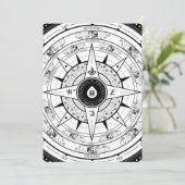 Compass Roos - Rectangle Invitation Card (wit) Kaart (Staand voorkant)