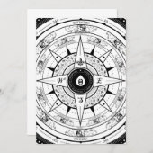 Compass Roos - Rectangle Invitation Card (wit) Kaart (Voorkant / Achterkant)