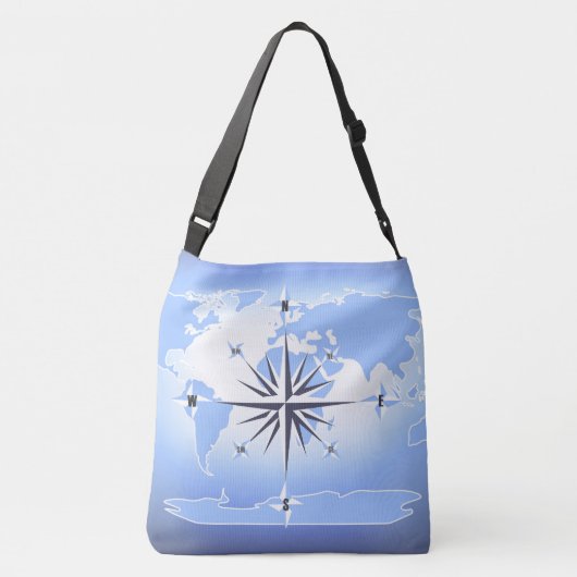 Compass Roos Sailing Ocean Blue Cross Body Bag Crossbody Tas (Achterkant)