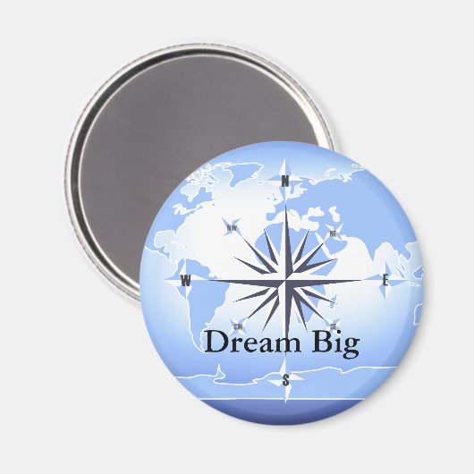 Compass Roos Sailing Ocean Blue Dream Big Magnet (Voorkant / Achterkant)
