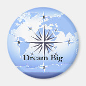 Compass Roos Sailing Ocean Blue Dream Big Magnet (Voorkant)