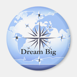 Compass Roos Sailing Ocean Blue Dream Big Magnet