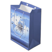 Compass Roos Sailing Ocean Blue Med Gift Bag Medium Cadeauzakje (Voorkant Gekanteld)