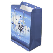 Compass Roos Sailing Ocean Blue Med Gift Bag Medium Cadeauzakje (Achterkant Gekanteld)