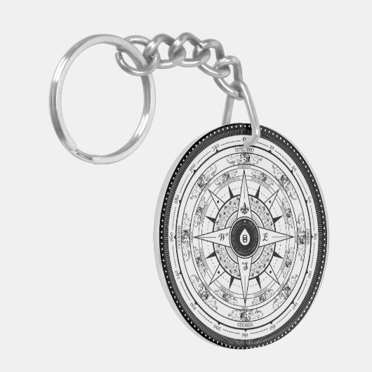 Compass Roos - Sleutelhanger (wit) (Voorkant Links)