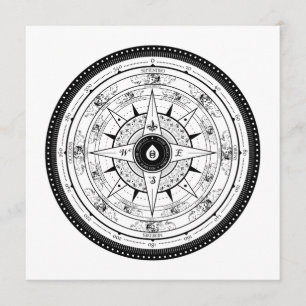 Compass Roos - Square Invitation Card (wit) Kaart