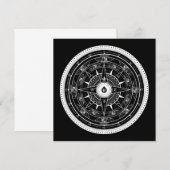 Compass Roos - Square Invitation Card (zwart) Kaart (Voorkant / Achterkant)