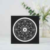 Compass Roos - Square Invitation Card (zwart) Kaart (Staand voorkant)