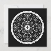 Compass Roos - Square Invitation Card (zwart) Kaart (Voorkant)