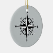 Compass Roos zwart-wit Keramisch Ornament (Rechts)