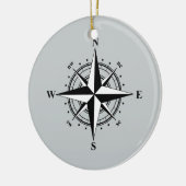 Compass Roos zwart-wit Keramisch Ornament (Links)