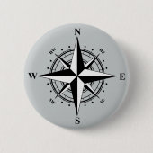 Compass Roos zwart-wit Ronde Button 5,7 Cm (Voorkant)