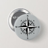 Compass Roos zwart-wit Ronde Button 5,7 Cm (Voorkant /achterkant)