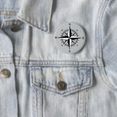 Compass Roos zwart-wit Ronde Button 5,7 Cm (In situ)