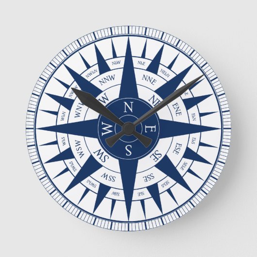 Compass Rose Ronde Klok (Voorkant)
