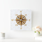 Compass Rose Vierkante Klok (Huis)