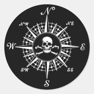 Compass Skull Ronde Sticker