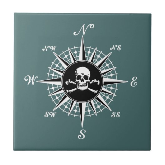 Compass Skull Tegeltje (Voorkant)