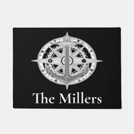 Compass Star Anchor Nautical Last Name Deurmassa Deurmat (Voorkant)