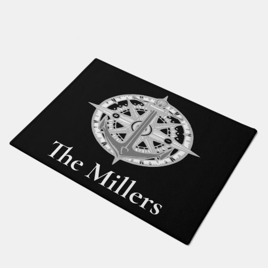 Compass Star Anchor Nautical Last Name Deurmassa Deurmat (Schuin)