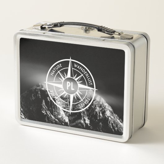 Compass star embleem monogram dramatische bergen (Achterkant)