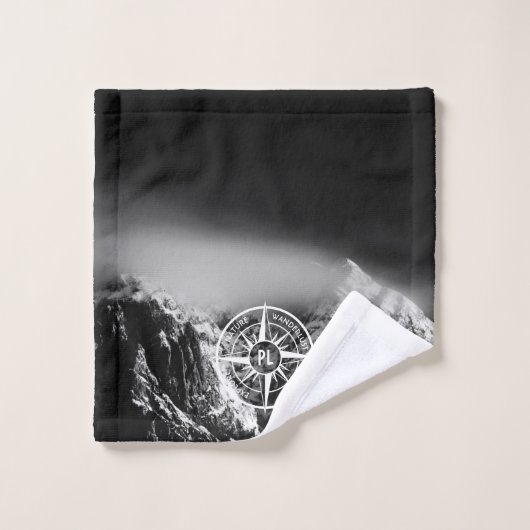 Compass star embleem monogram dramatische bergen bad handdoek (Wasdoekje)