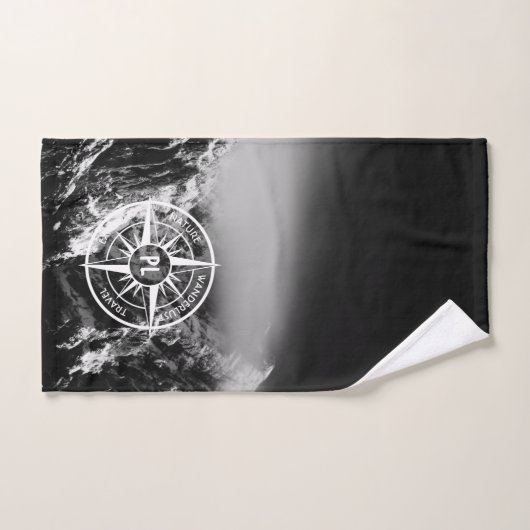 Compass star embleem monogram dramatische bergen bad handdoek (Handdoek)