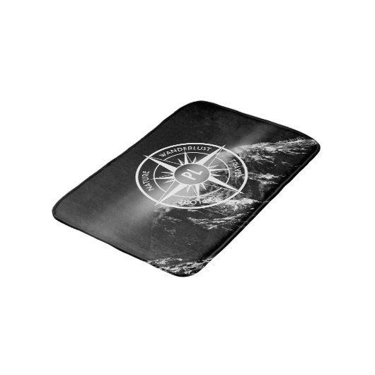 Compass star embleem monogram dramatische bergen badmat (Gekanteld)