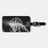 Compass star embleem monogram dramatische bergen bagagelabel (Voorkant horizontaal)