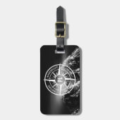 Compass star embleem monogram dramatische bergen bagagelabel (Voorkant verticaal)