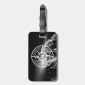 Compass star embleem monogram dramatische bergen bagagelabel (Achterkant verticaal)